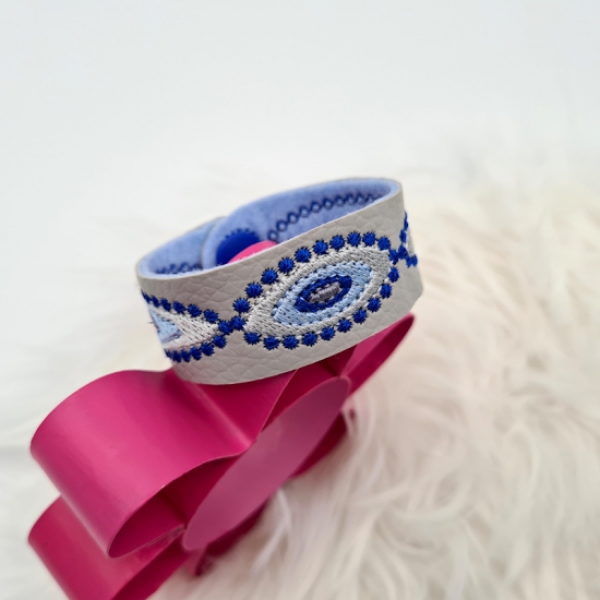 Preview: Armband in grau/blau, Echt-Leder, 17cm lang